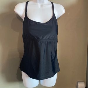 Island Escape Add a Size Strappy Black Tankini Top Swimsuit Separates sz 10 New